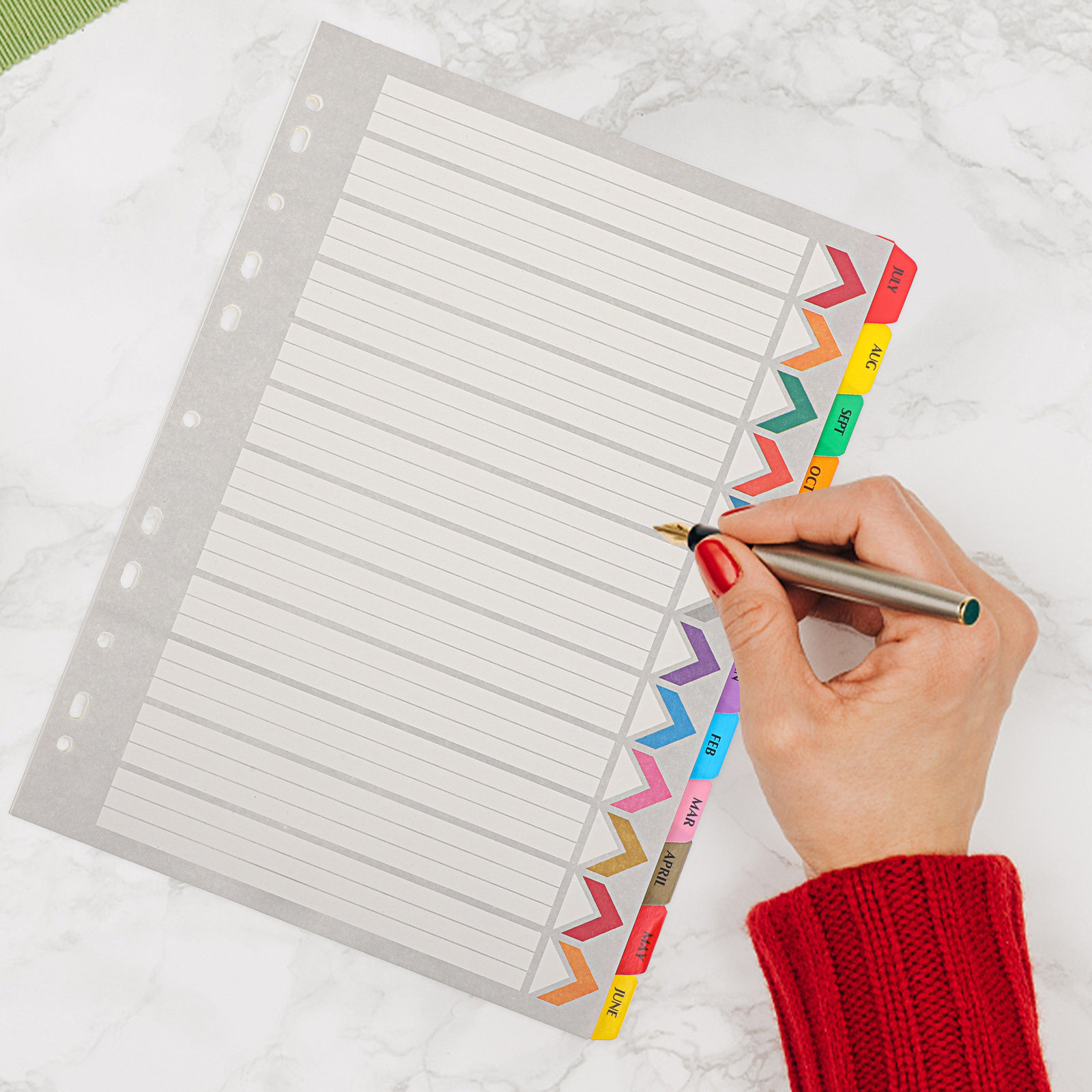 Tab Divider A4 - 12Sheets Index Binder Dividers Detachable A4